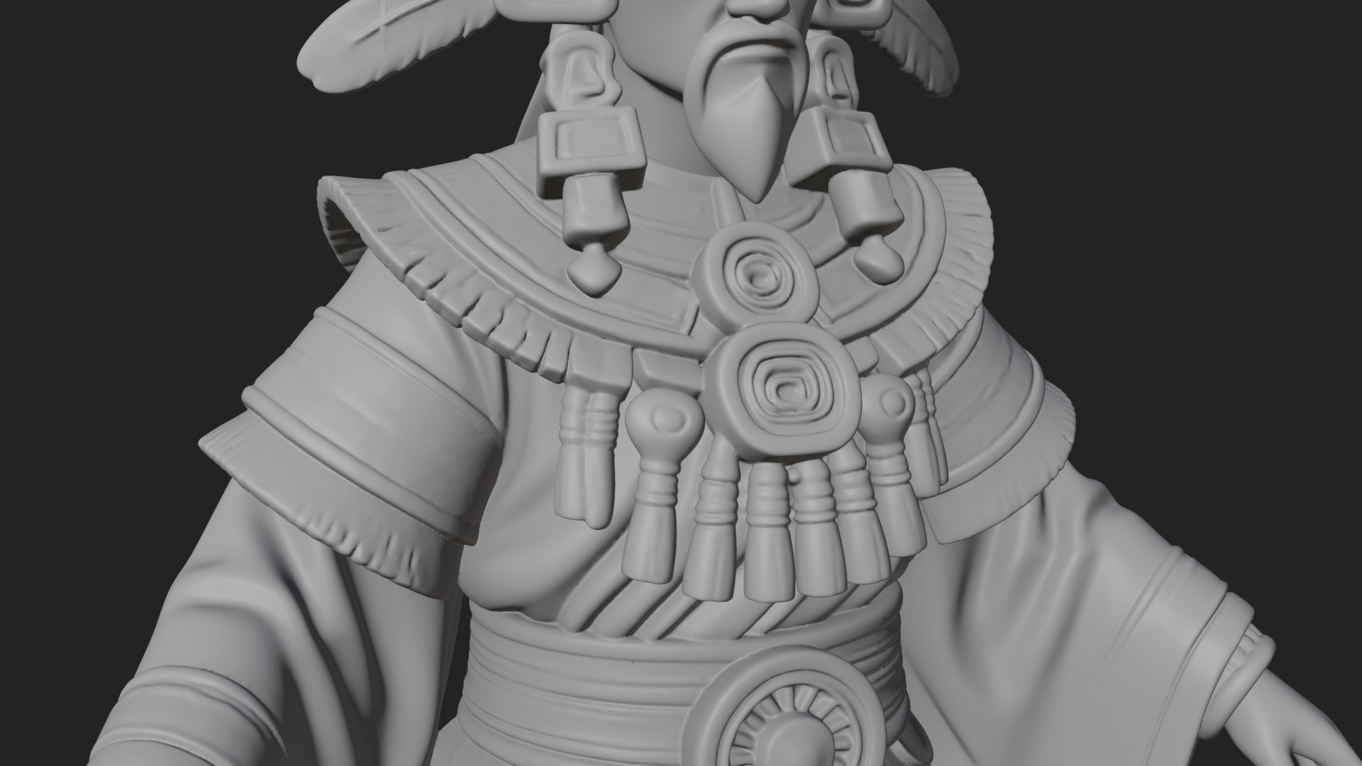 Aztec Feathered Noble Statue Design 4 3D Print Model 3D Model