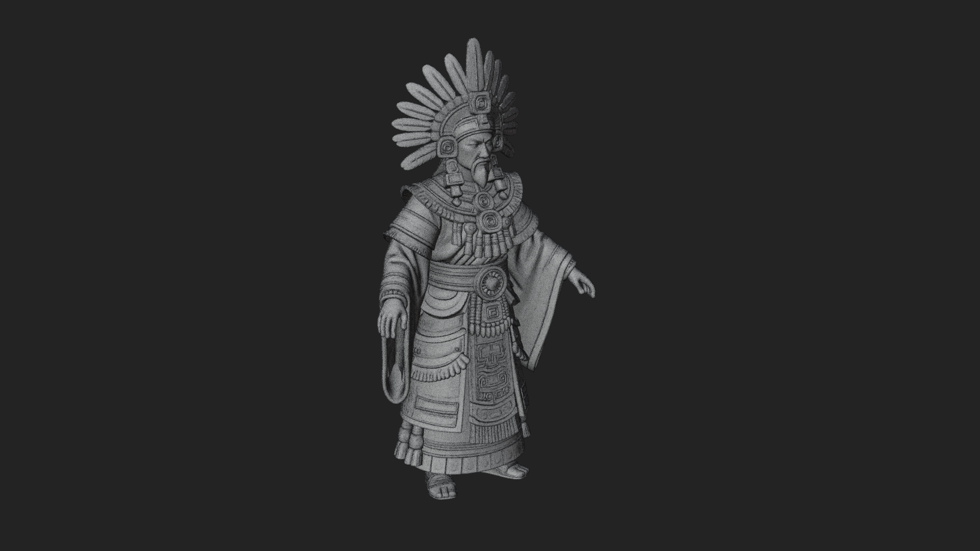 Aztec Feathered Noble Statue Design 4 3D Print Model 3D Model
