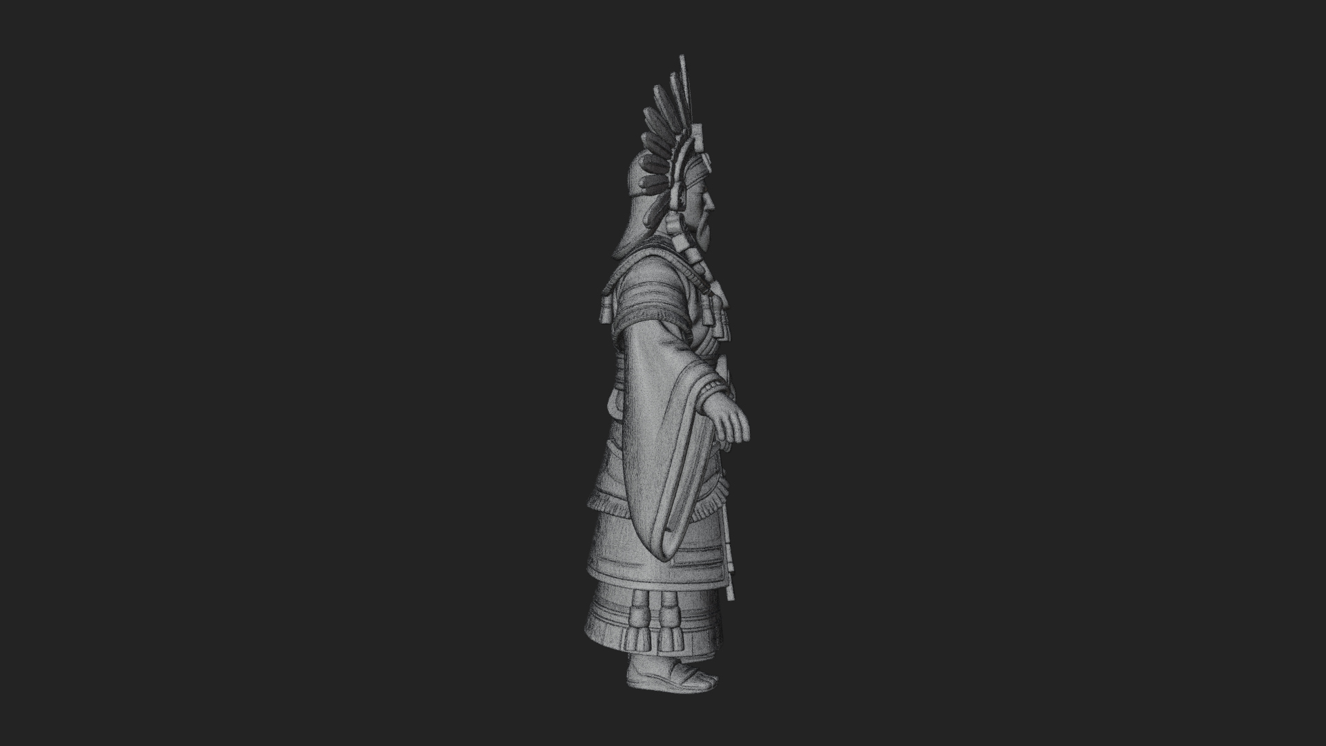 Aztec Feathered Noble Statue Design 4 3D Print Model 3D Model
