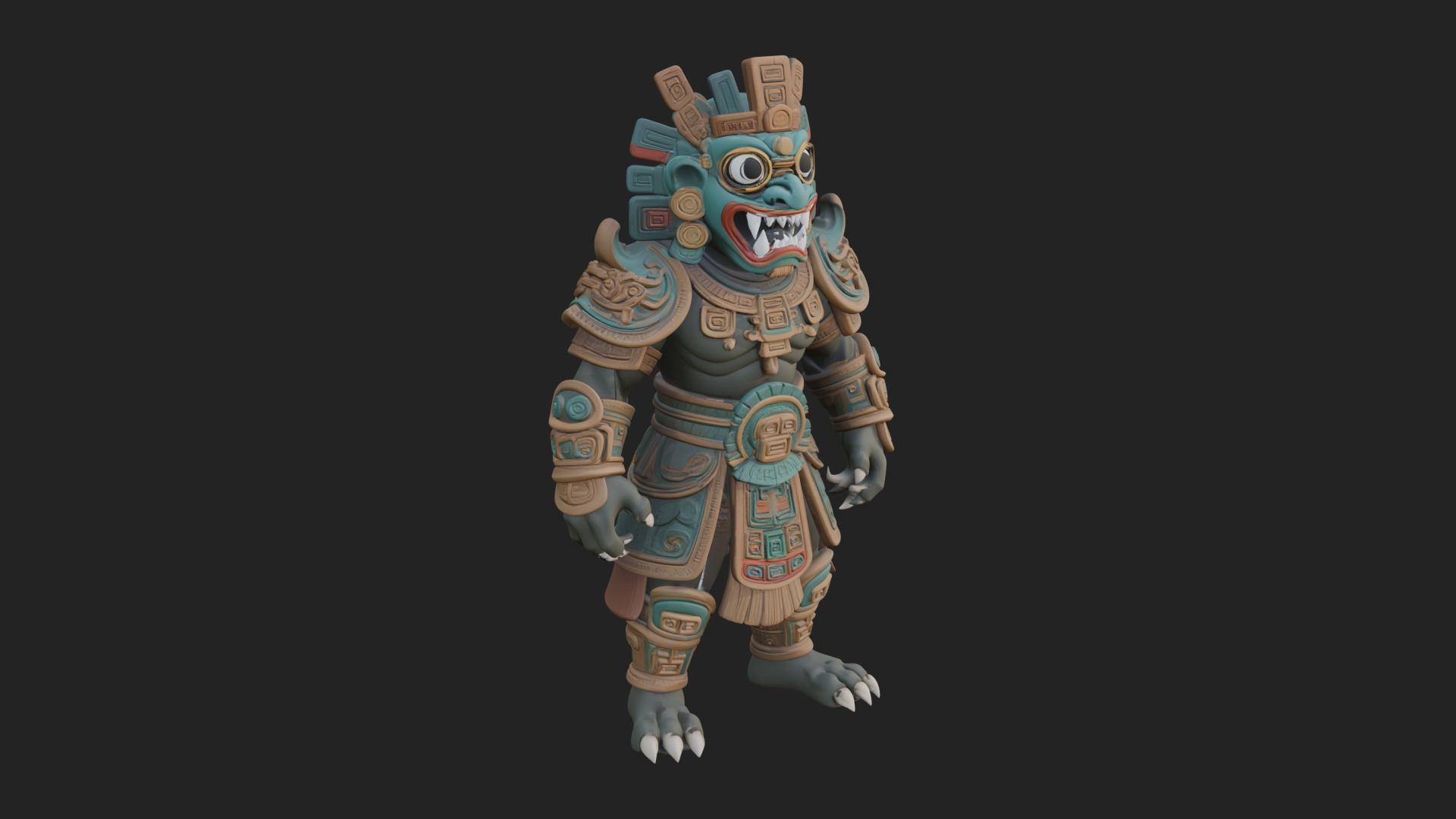 Aztec Feathered Noble Statue Design 5 3D Print Model 3D Model