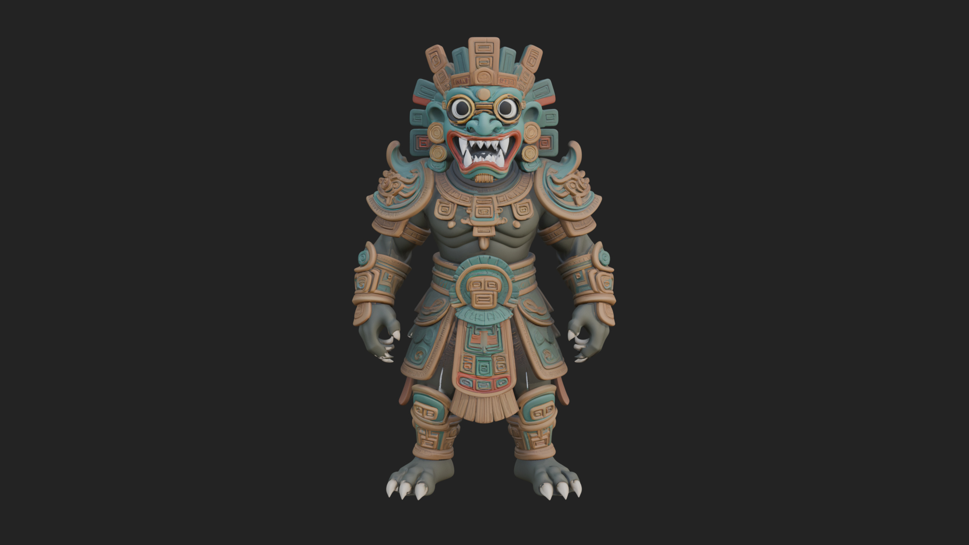 Aztec Feathered Noble Statue Design 5 3D Print Model 3D Model