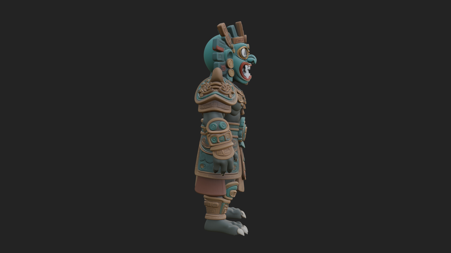 Aztec Feathered Noble Statue Design 5 3D Print Model 3D Model