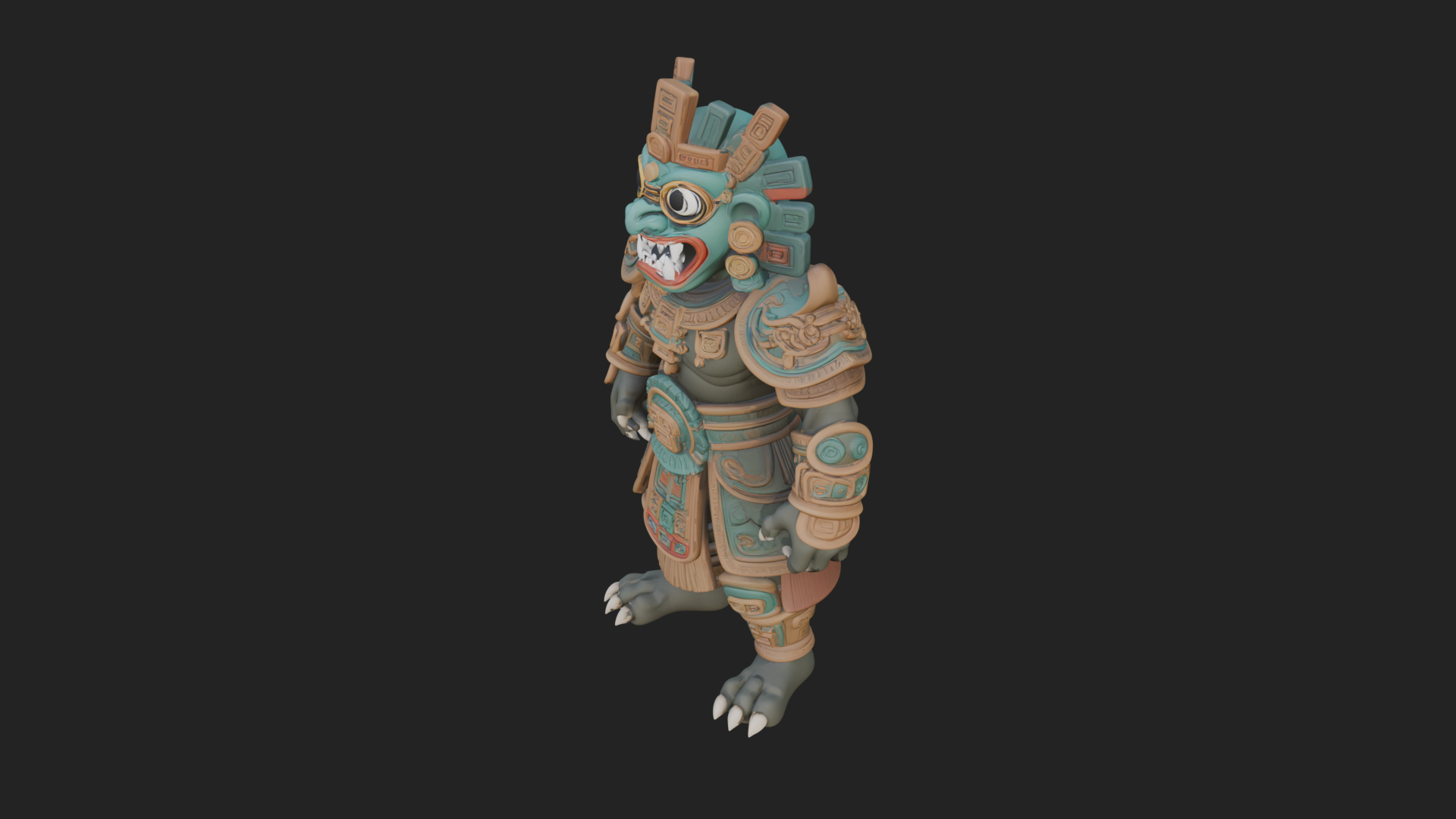 Aztec Feathered Noble Statue Design 5 3D Print Model 3D Model