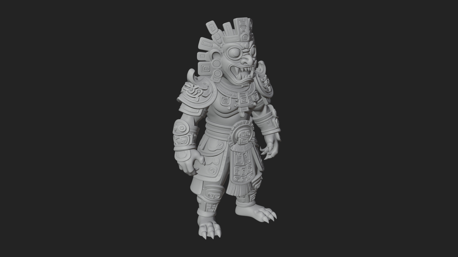 Aztec Feathered Noble Statue Design 5 3D Print Model 3D Model