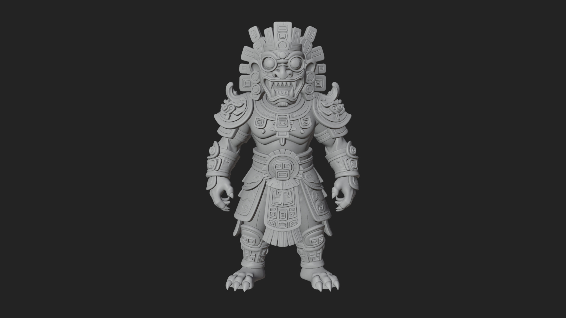 Aztec Feathered Noble Statue Design 5 3D Print Model 3D Model