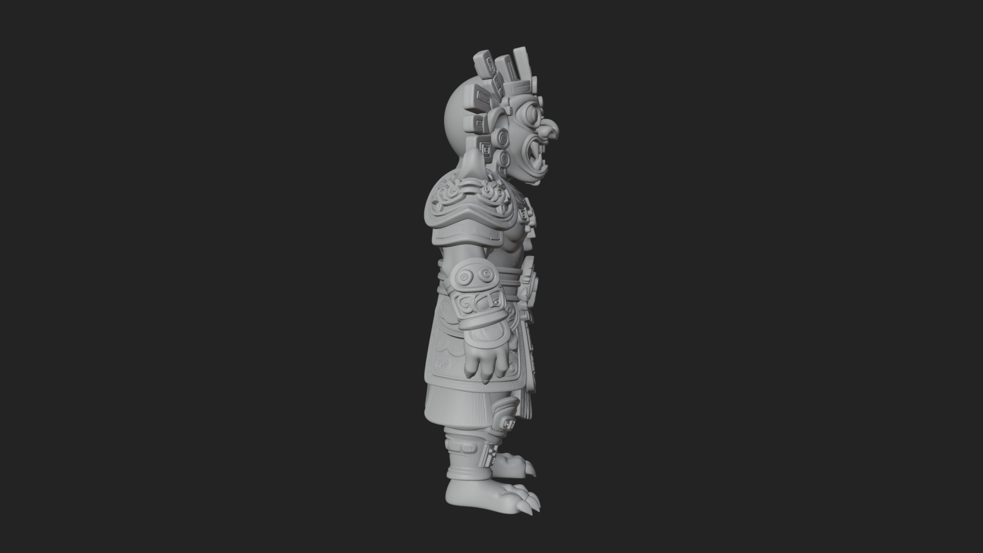Aztec Feathered Noble Statue Design 5 3D Print Model 3D Model