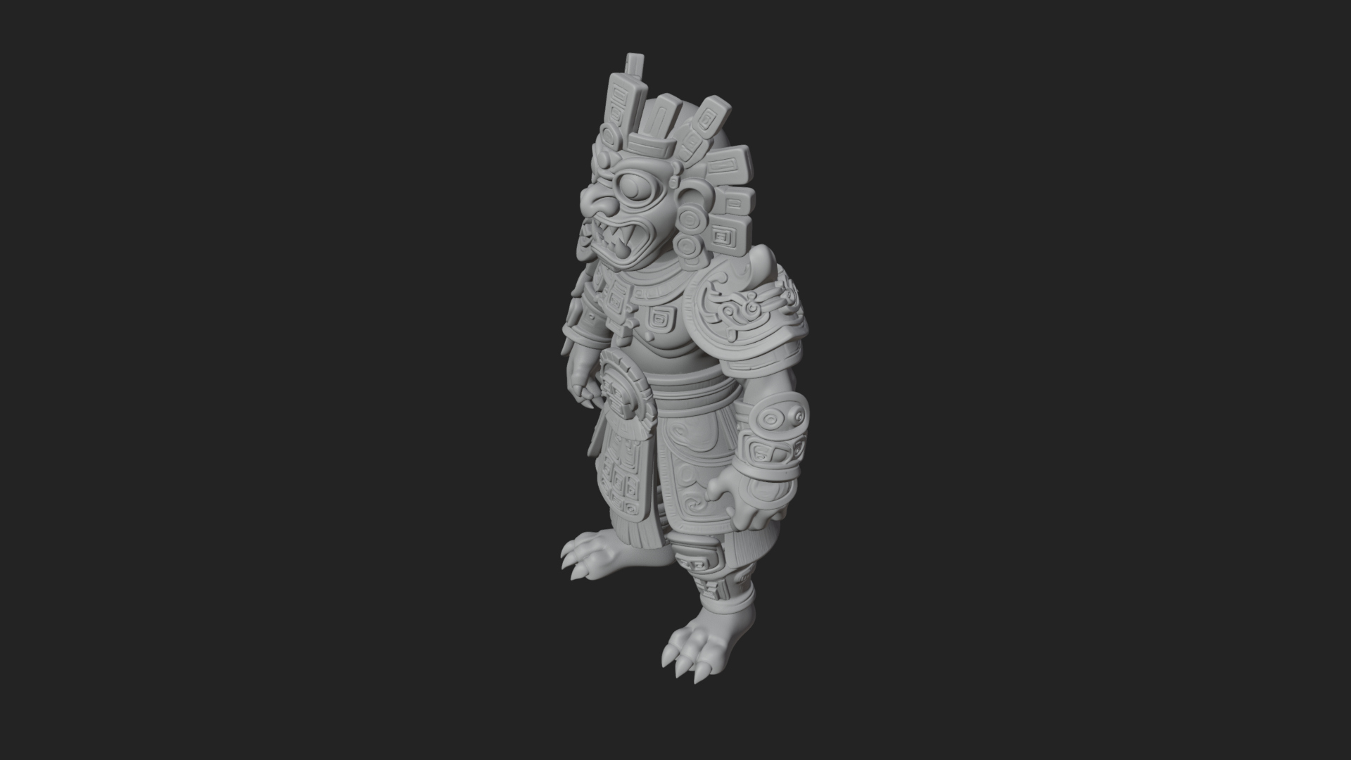 Aztec Feathered Noble Statue Design 5 3D Print Model 3D Model