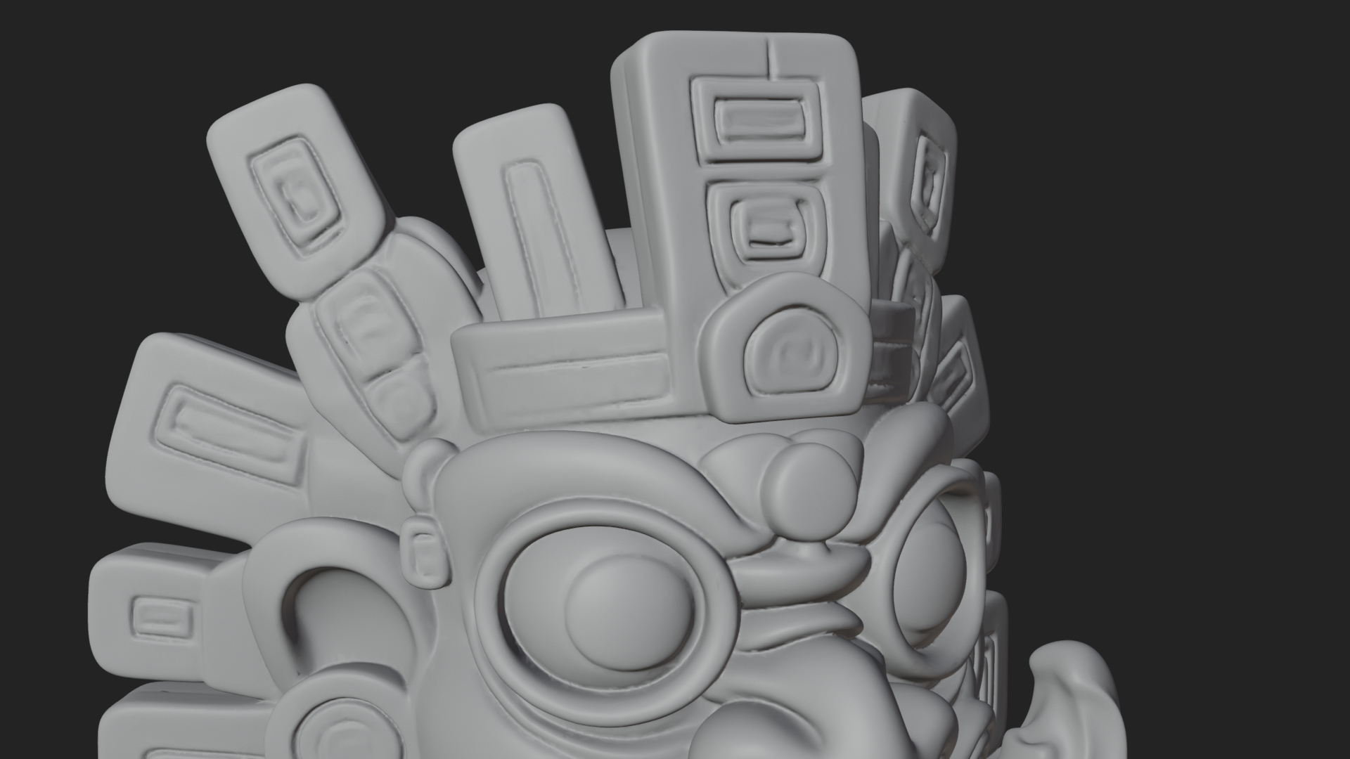 Aztec Feathered Noble Statue Design 5 3D Print Model 3D Model