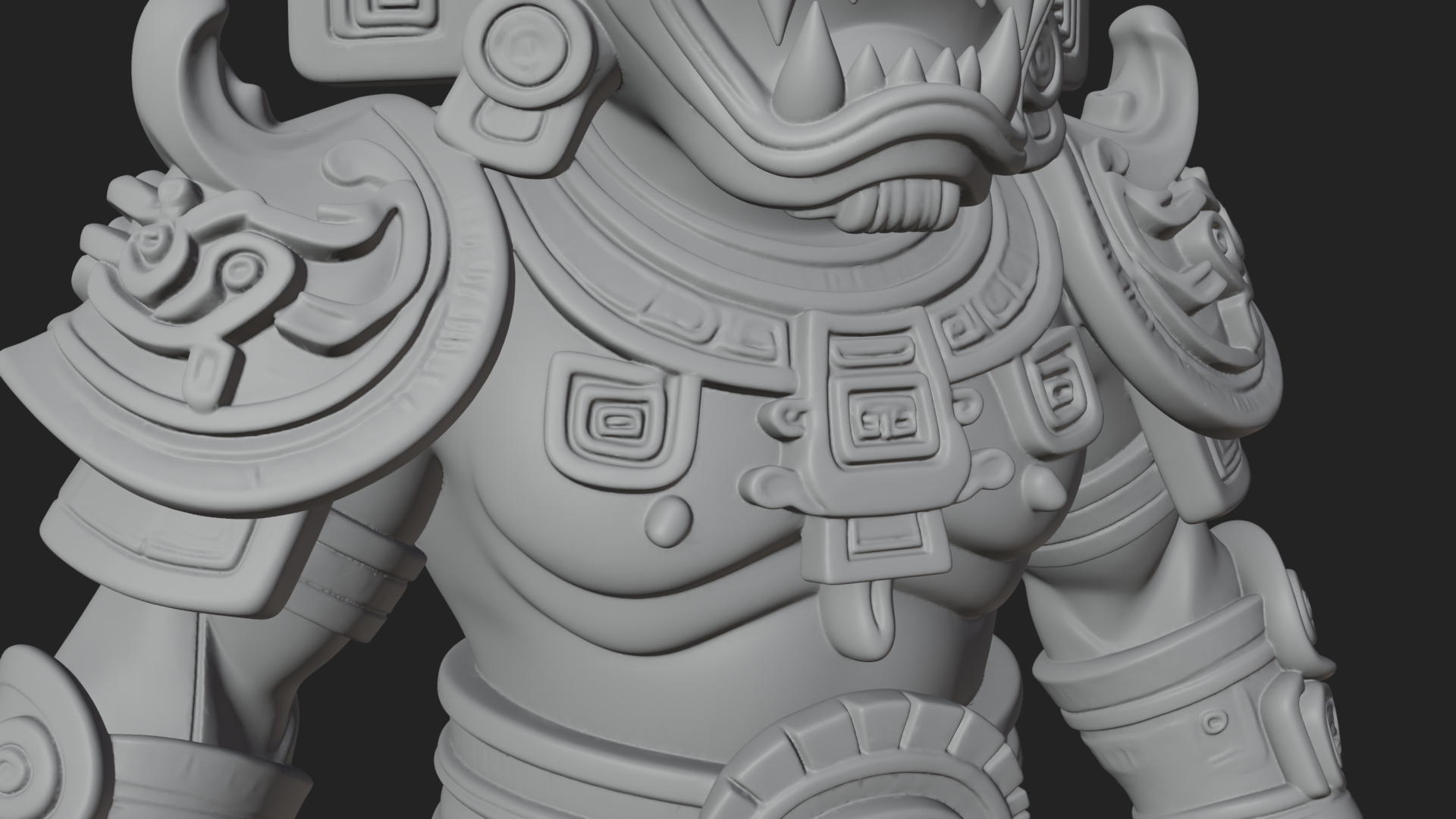 Aztec Feathered Noble Statue Design 5 3D Print Model 3D Model