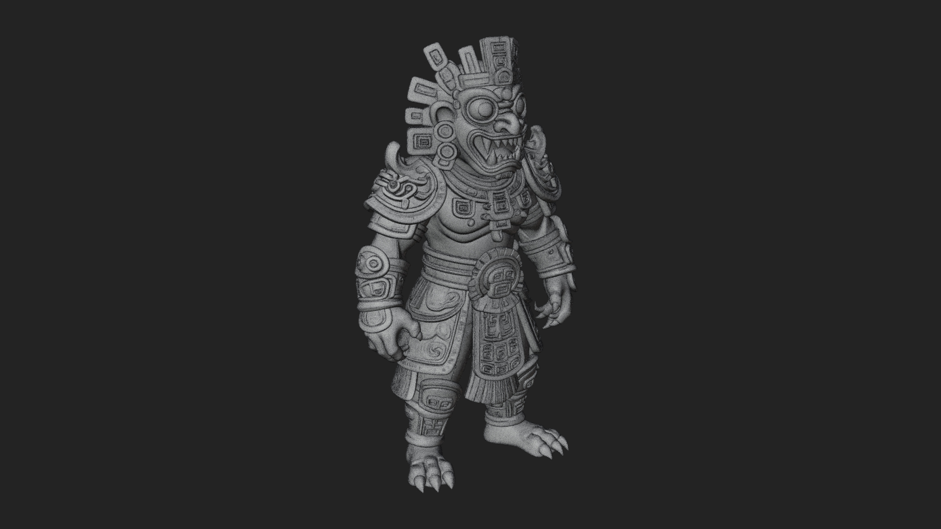Aztec Feathered Noble Statue Design 5 3D Print Model 3D Model