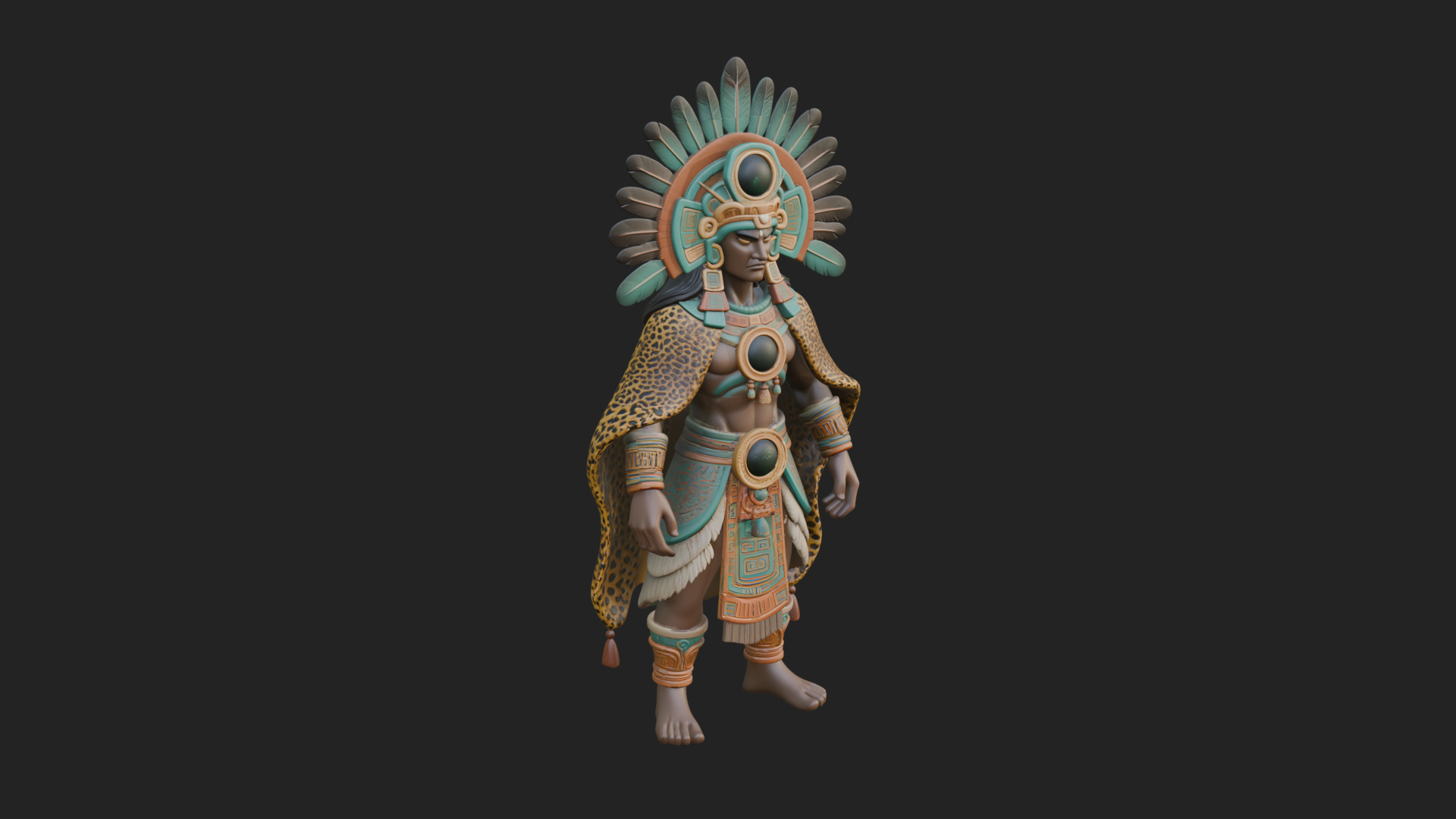 Aztec Feathered Noble Statue Design 6 3D Print Model 3D Model