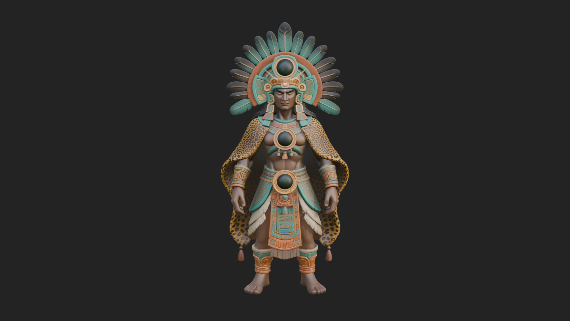 Aztec Feathered Noble Statue Design 6 3D Print Model 3D Model