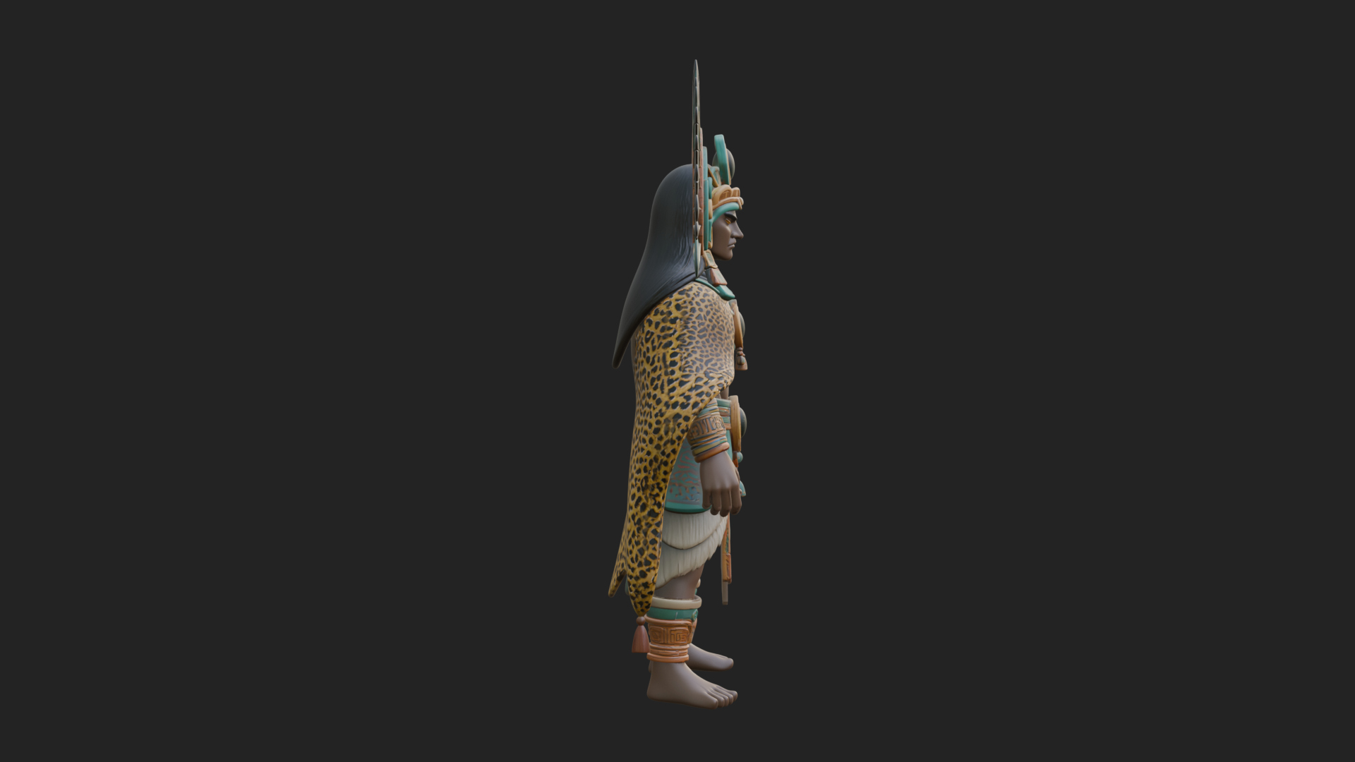 Aztec Feathered Noble Statue Design 6 3D Print Model 3D Model