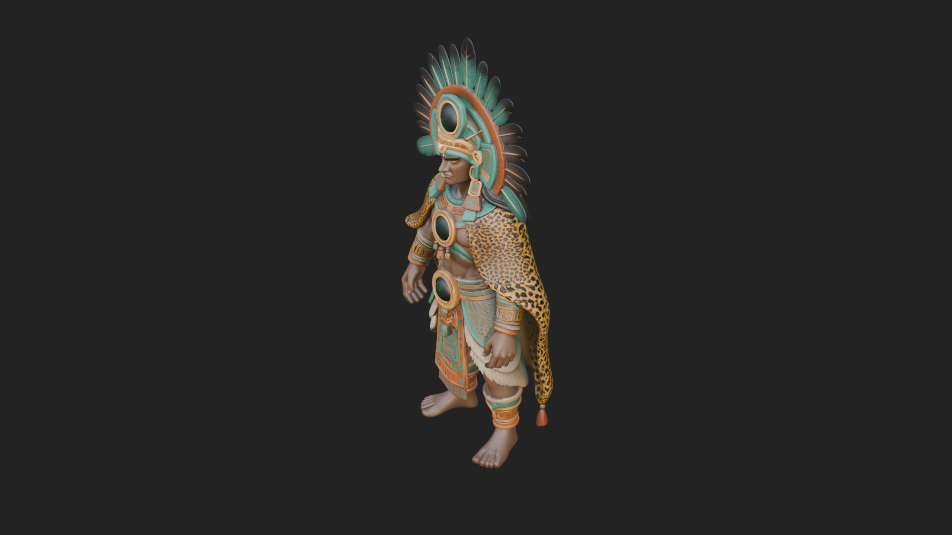 Aztec Feathered Noble Statue Design 6 3D Print Model 3D Model