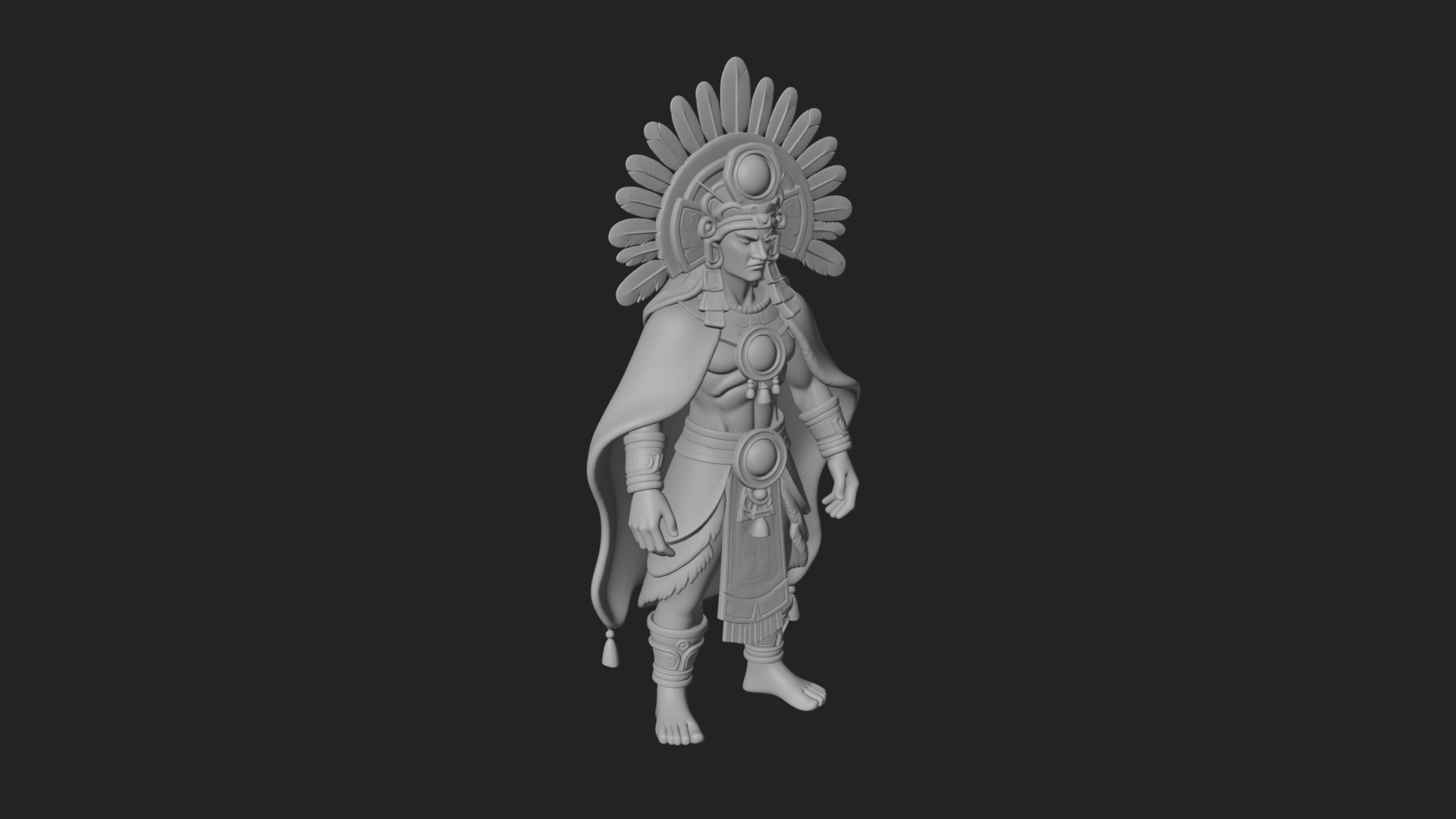 Aztec Feathered Noble Statue Design 6 3D Print Model 3D Model