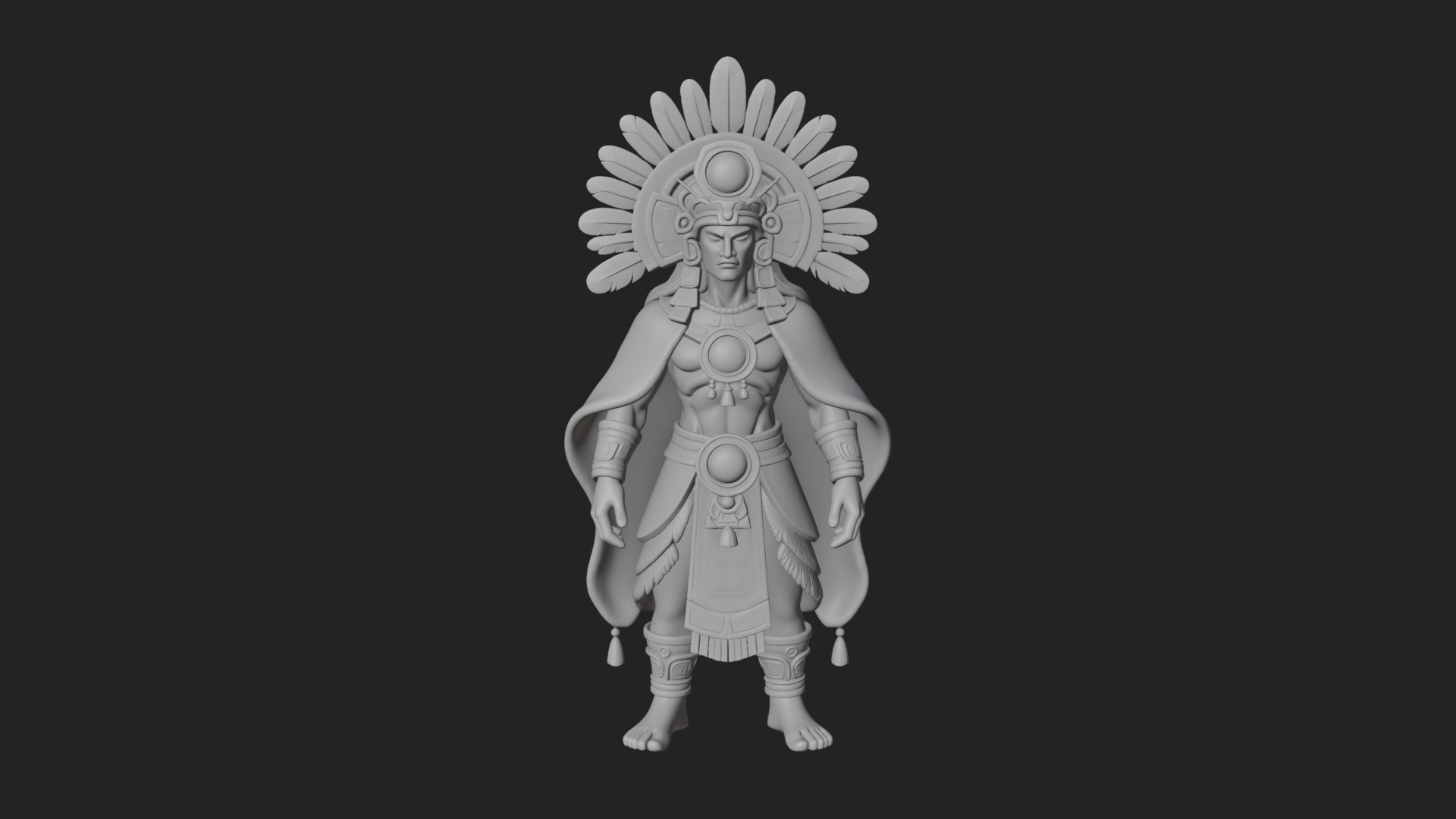 Aztec Feathered Noble Statue Design 6 3D Print Model 3D Model