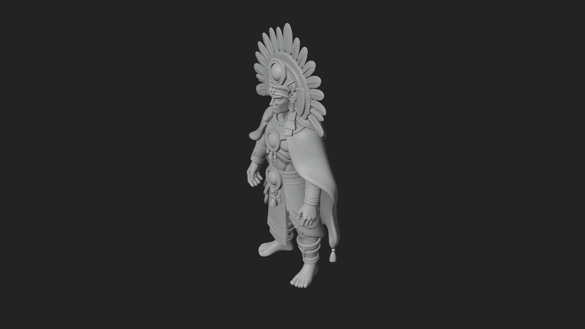 Aztec Feathered Noble Statue Design 6 3D Print Model 3D Model