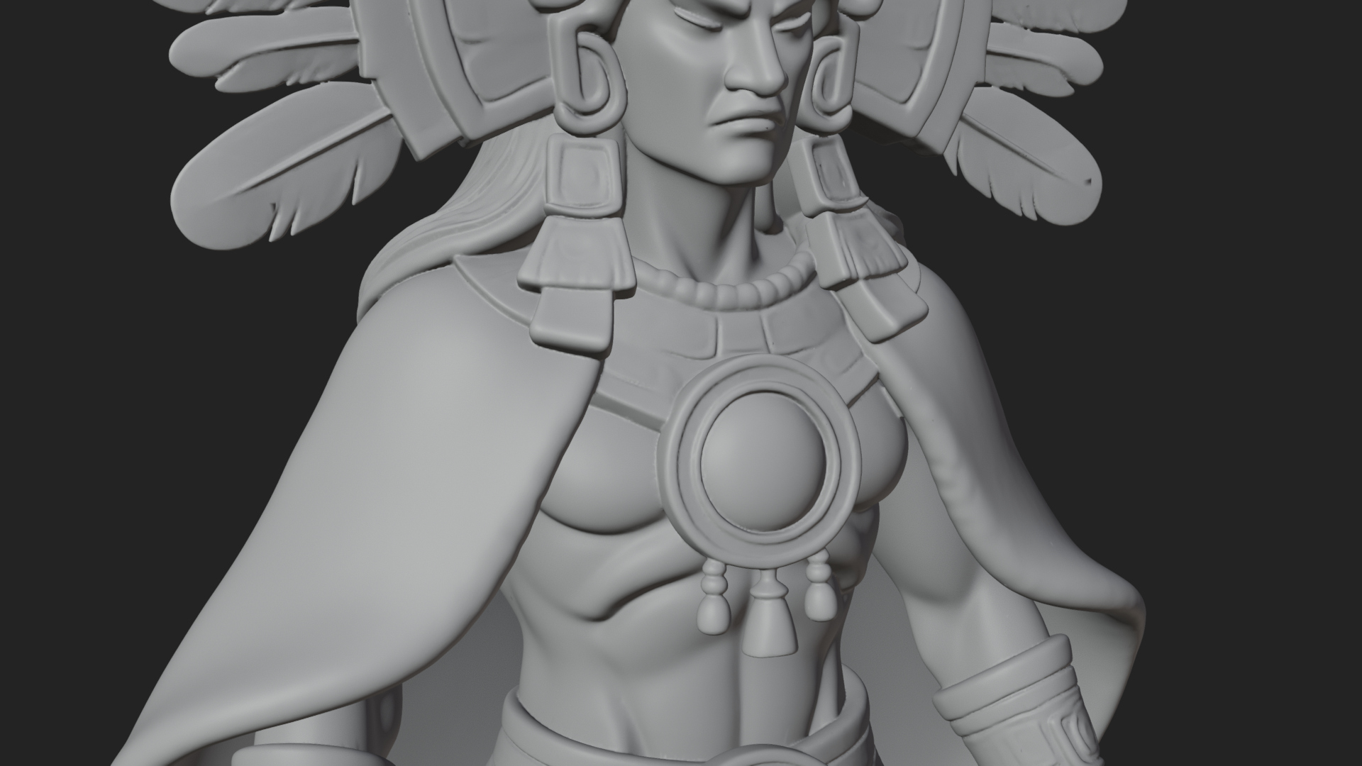 Aztec Feathered Noble Statue Design 6 3D Print Model 3D Model