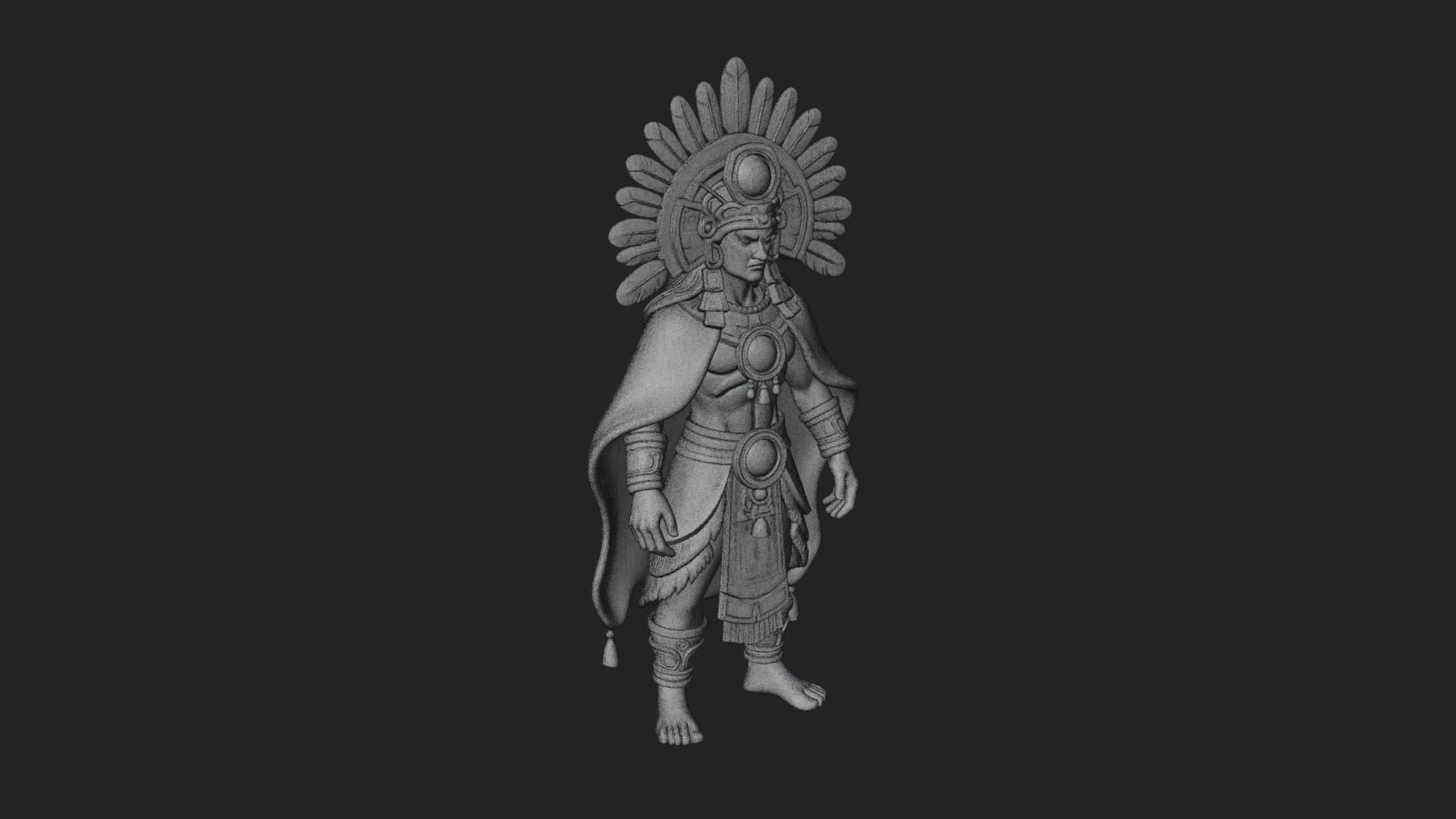 Aztec Feathered Noble Statue Design 6 3D Print Model 3D Model