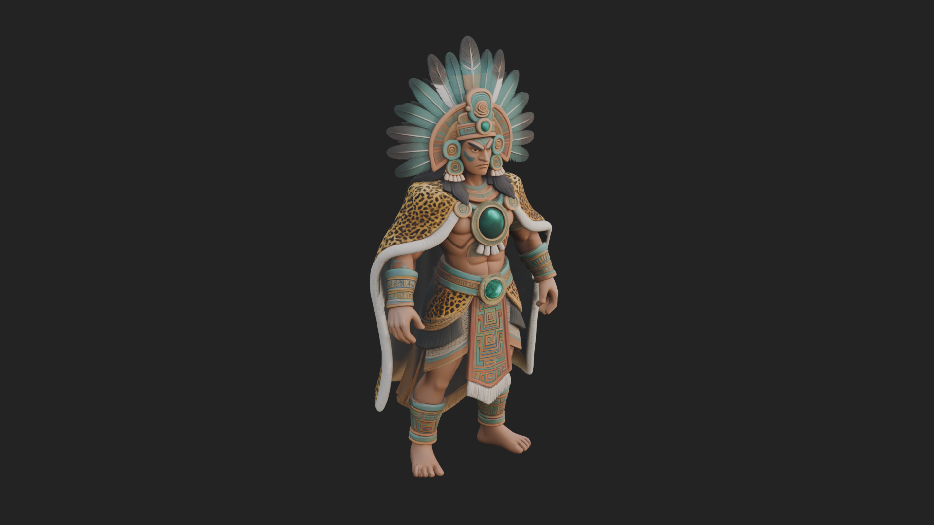 Aztec Feathered Noble Statue Design 7 3D Print Model 3D Model