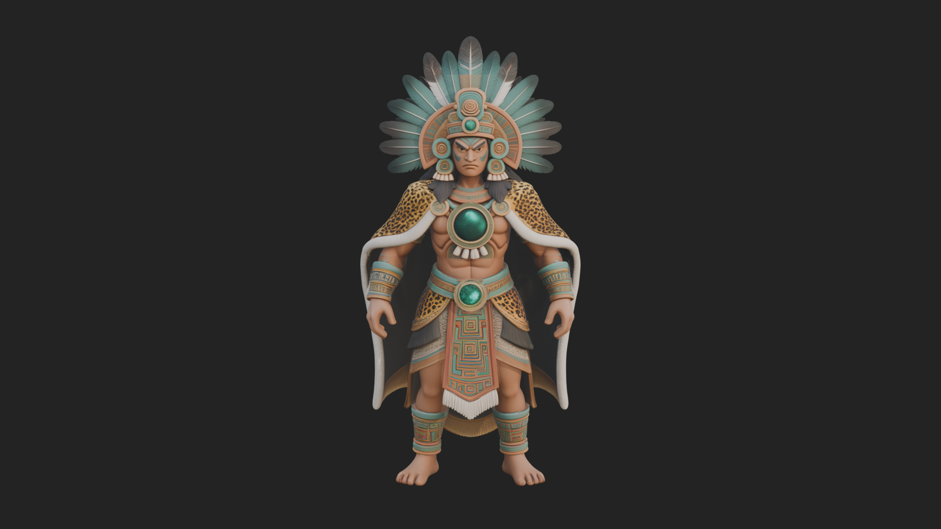 Aztec Feathered Noble Statue Design 7 3D Print Model 3D Model