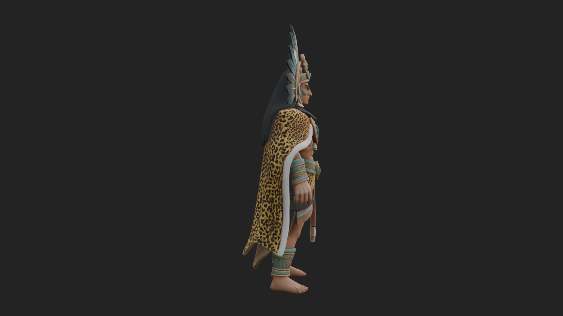Aztec Feathered Noble Statue Design 7 3D Print Model 3D Model