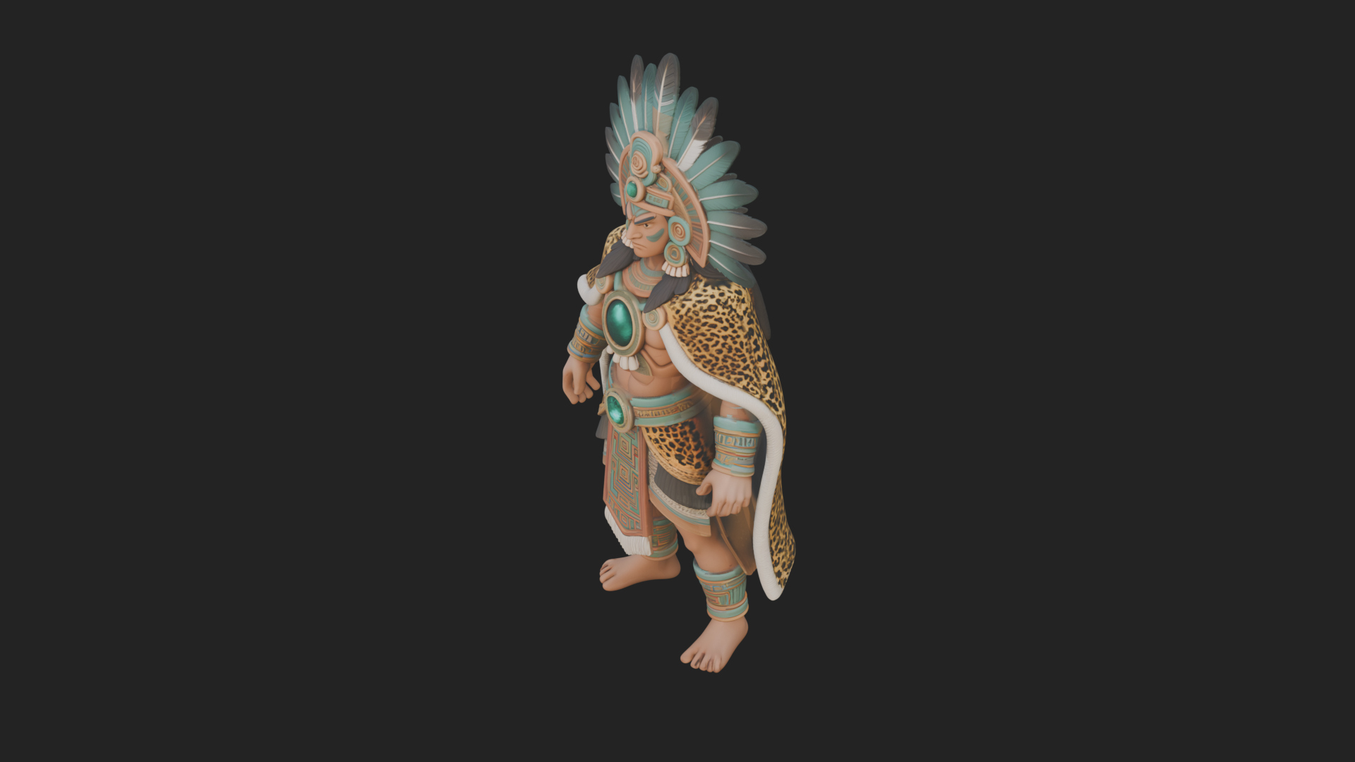 Aztec Feathered Noble Statue Design 7 3D Print Model 3D Model