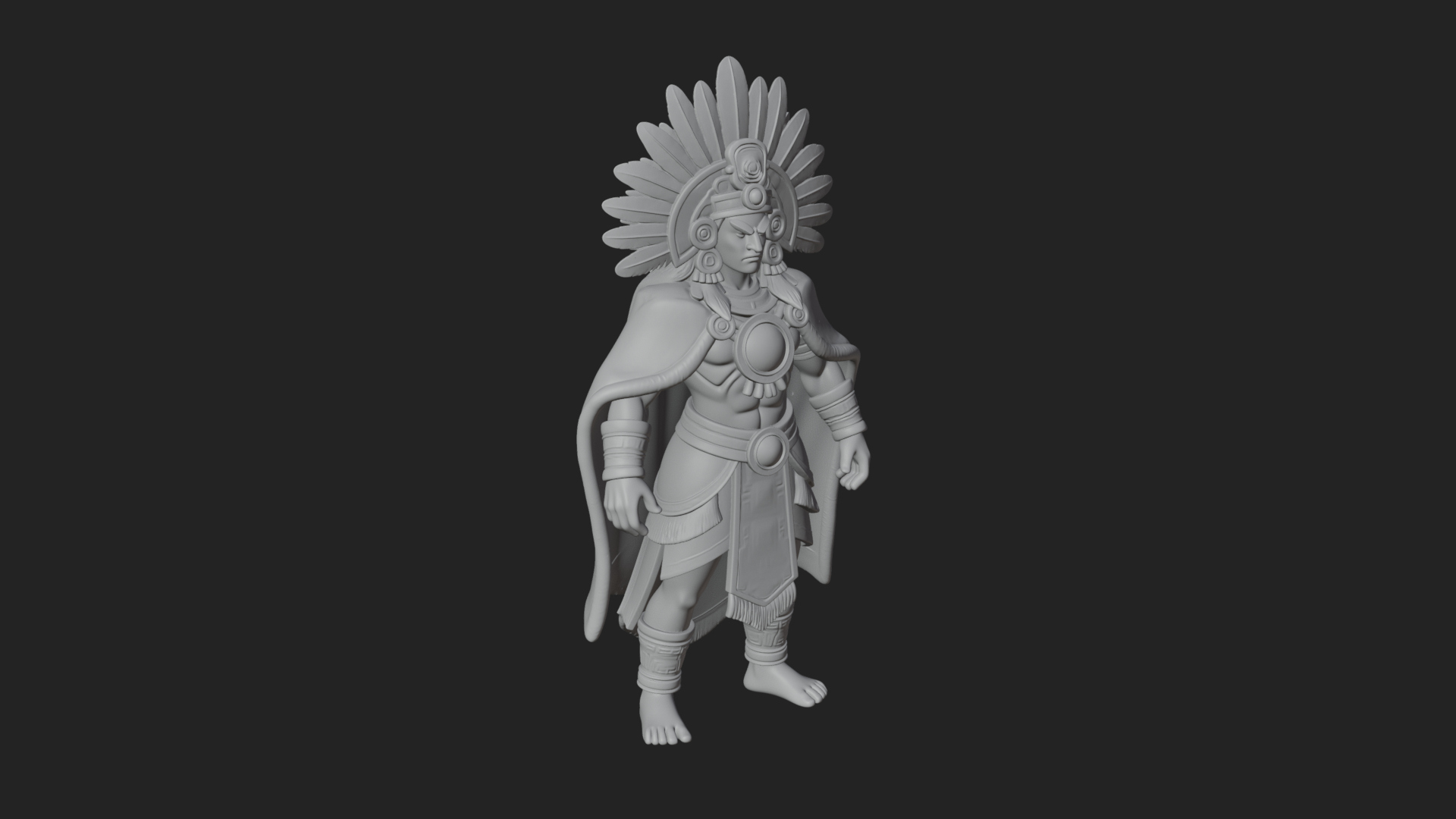 Aztec Feathered Noble Statue Design 7 3D Print Model 3D Model