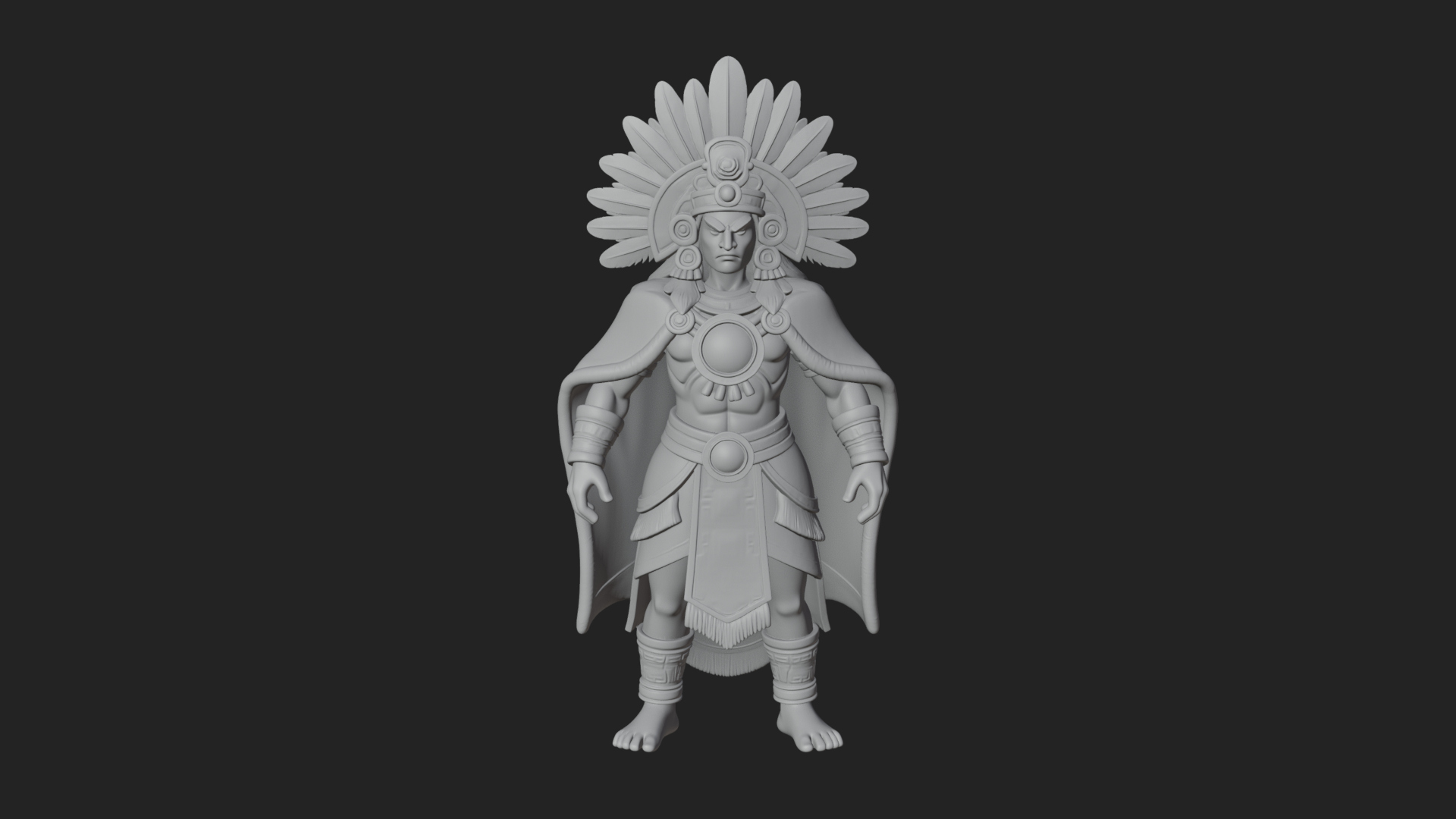 Aztec Feathered Noble Statue Design 7 3D Print Model 3D Model