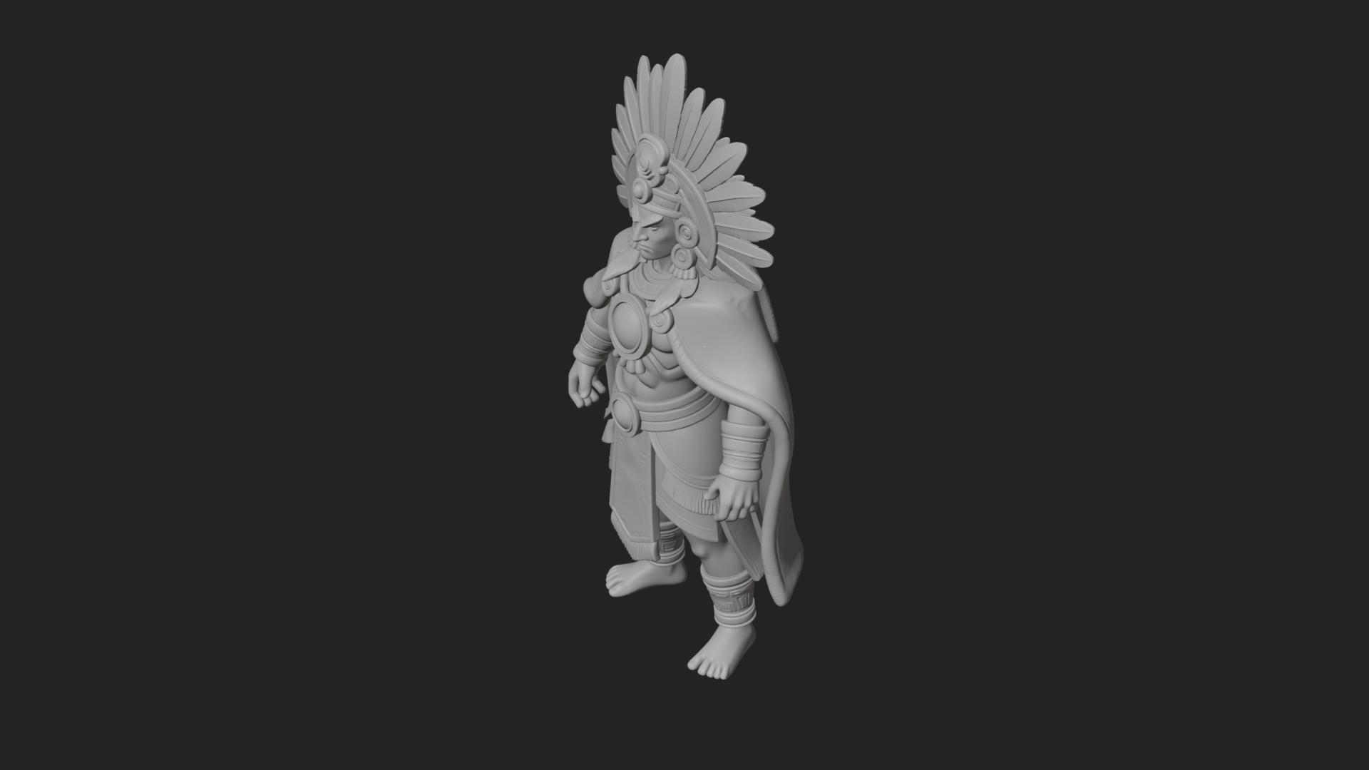 Aztec Feathered Noble Statue Design 7 3D Print Model 3D Model