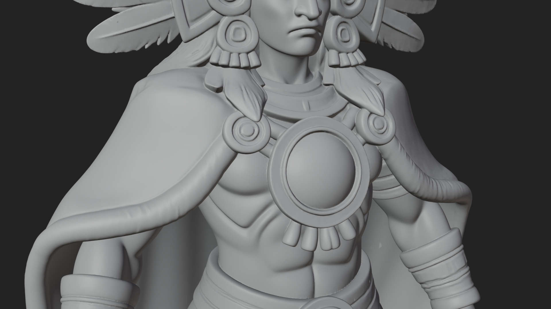 Aztec Feathered Noble Statue Design 7 3D Print Model 3D Model