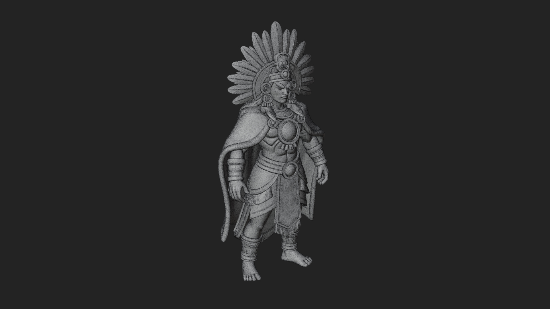 Aztec Feathered Noble Statue Design 7 3D Print Model 3D Model