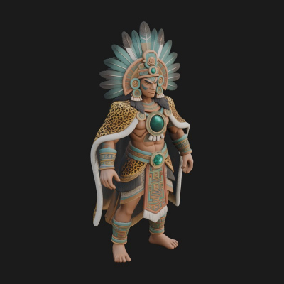 Aztec Feathered Noble Statue Design 7 3D Print Model