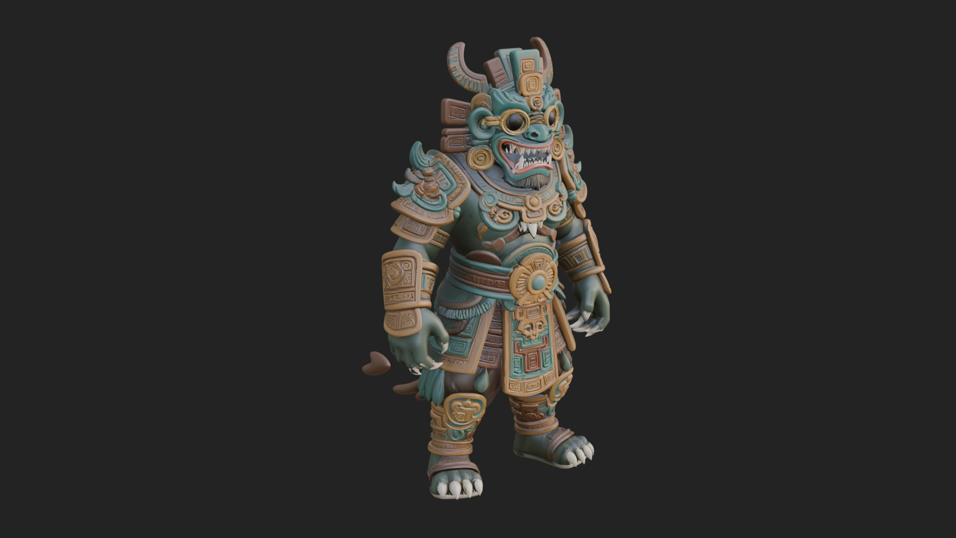 Aztec Feathered Noble Statue Design 8 3D Print Model 3D Model