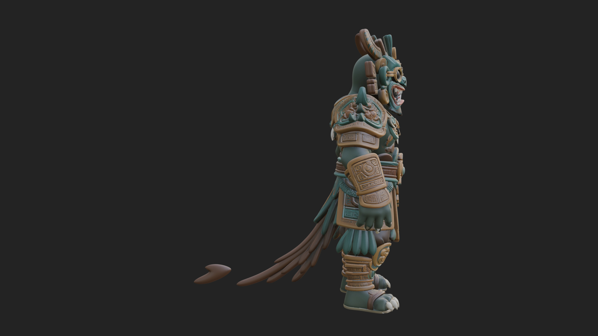 Aztec Feathered Noble Statue Design 8 3D Print Model 3D Model