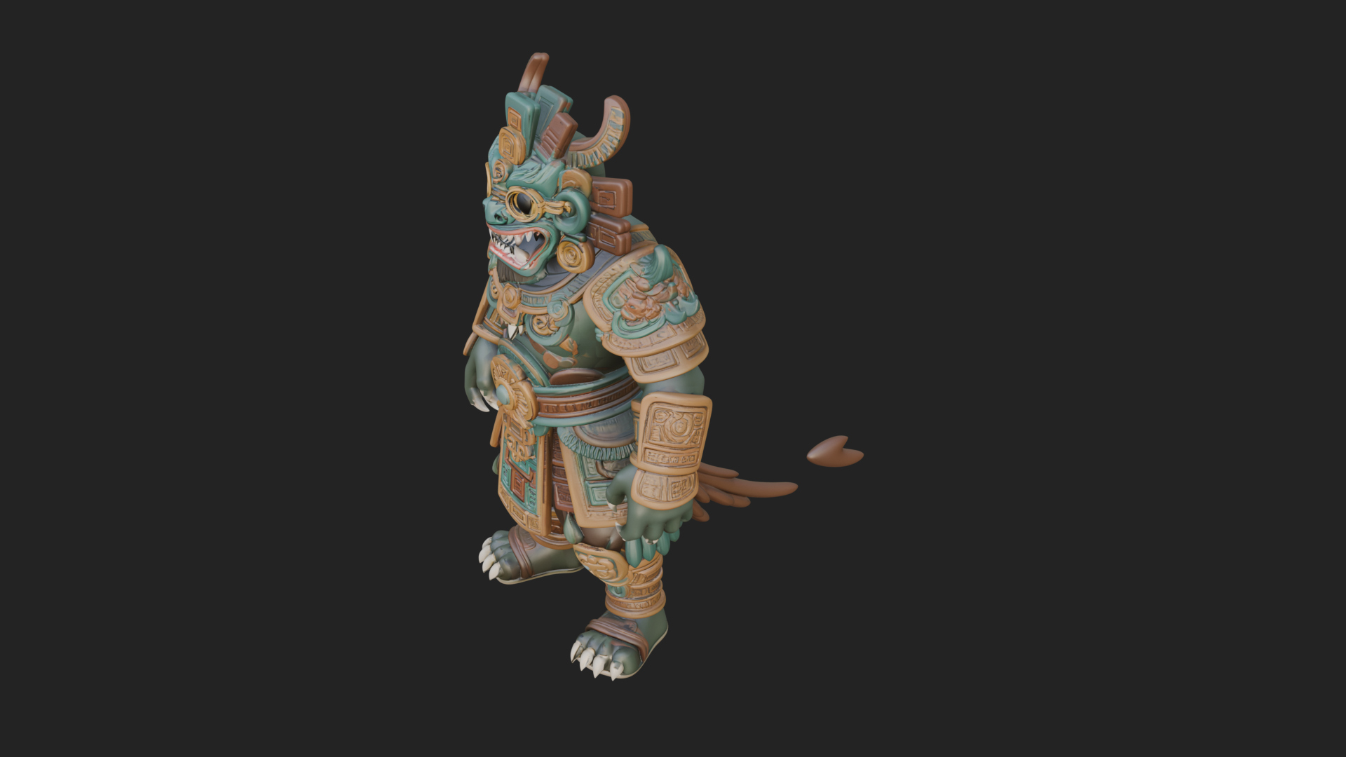 Aztec Feathered Noble Statue Design 8 3D Print Model 3D Model