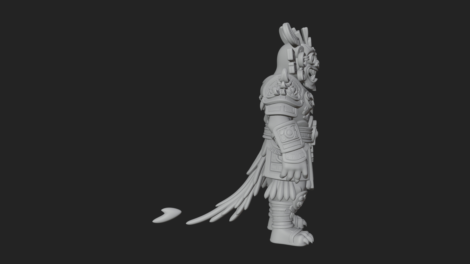 Aztec Feathered Noble Statue Design 8 3D Print Model 3D Model