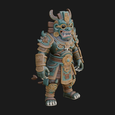 Aztec Feathered Noble Statue Design 8 3D Print Model