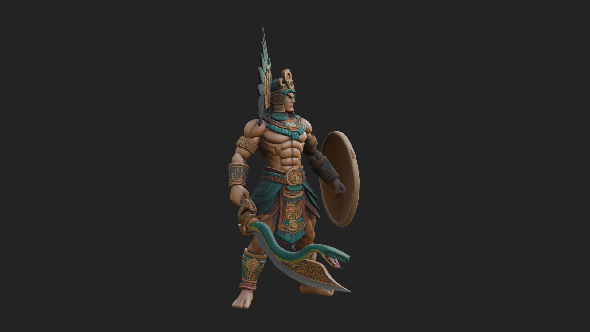 Aztec Feathered Noble Statue Design 9 3D Print Model 3D Model