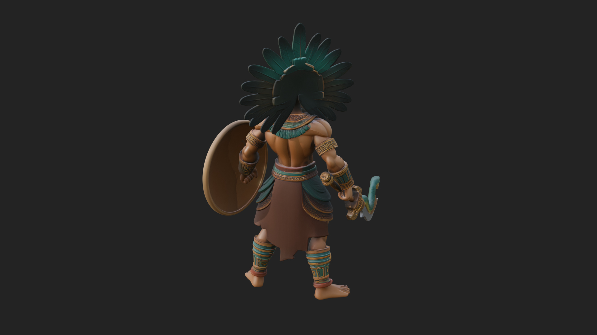 Aztec Feathered Noble Statue Design 9 3D Print Model 3D Model