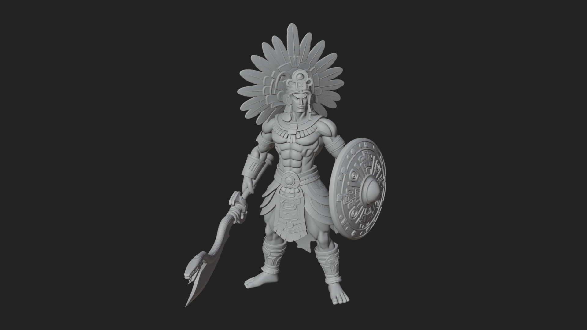 Aztec Feathered Noble Statue Design 9 3D Print Model 3D Model