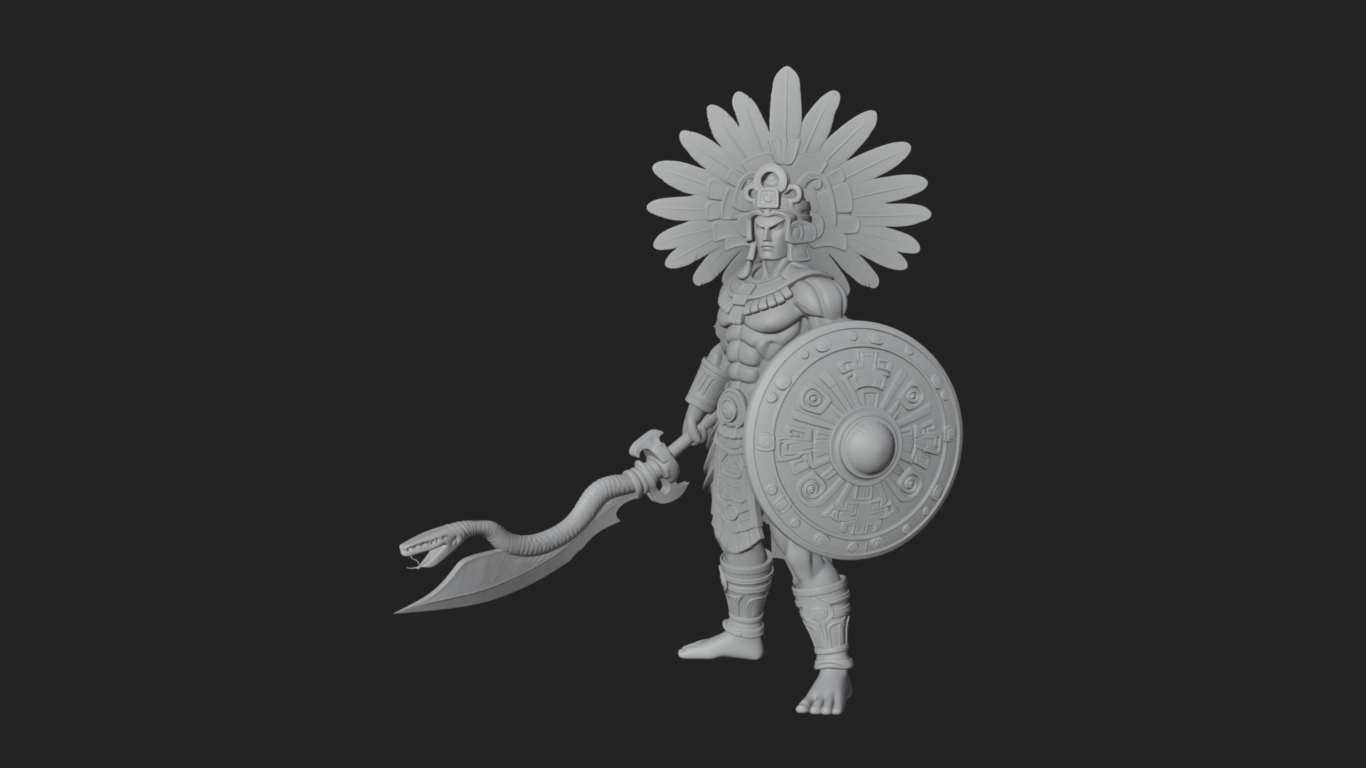 Aztec Feathered Noble Statue Design 9 3D Print Model 3D Model