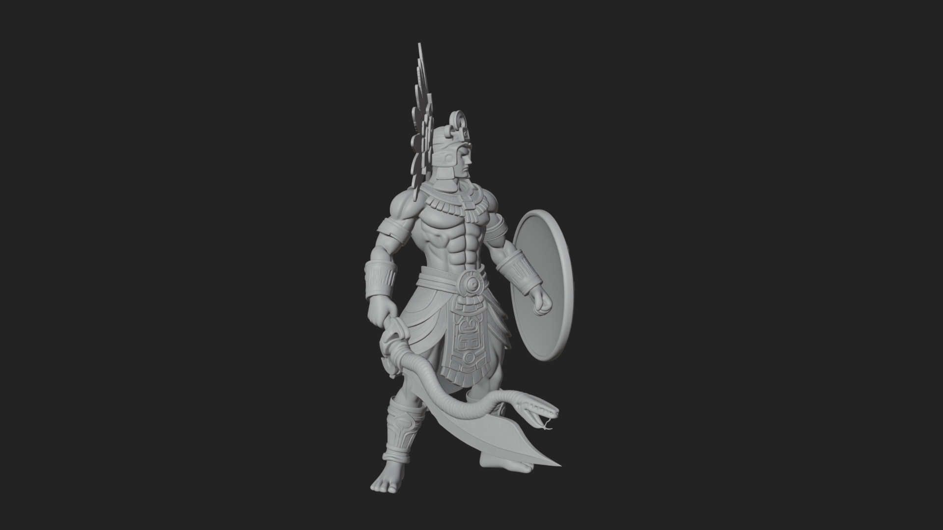 Aztec Feathered Noble Statue Design 9 3D Print Model 3D Model