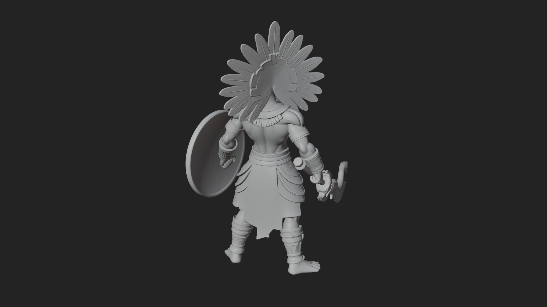 Aztec Feathered Noble Statue Design 9 3D Print Model 3D Model