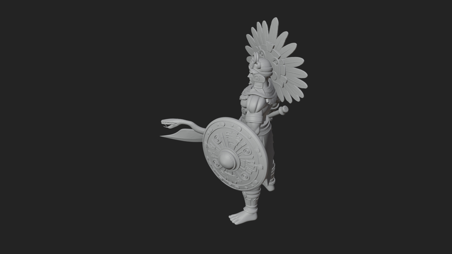 Aztec Feathered Noble Statue Design 9 3D Print Model 3D Model