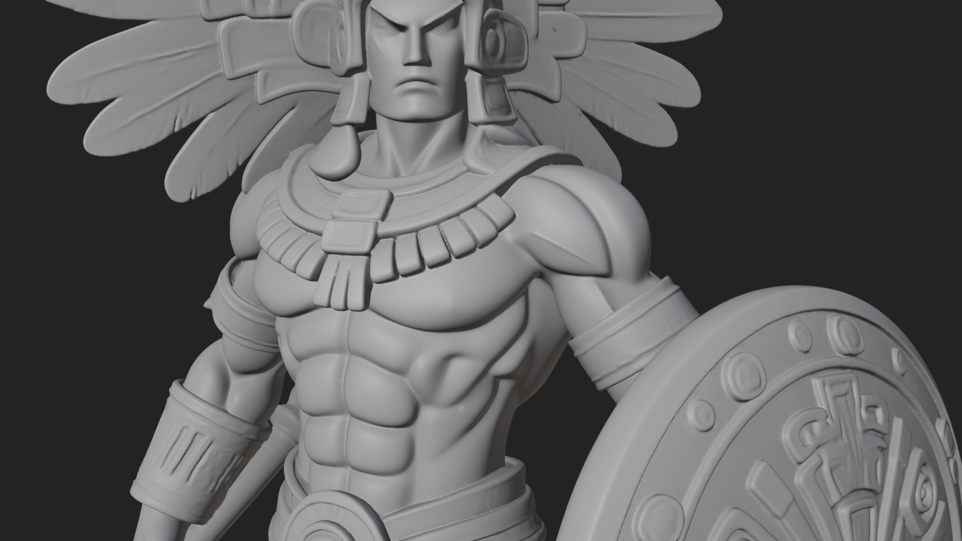 Aztec Feathered Noble Statue Design 9 3D Print Model 3D Model