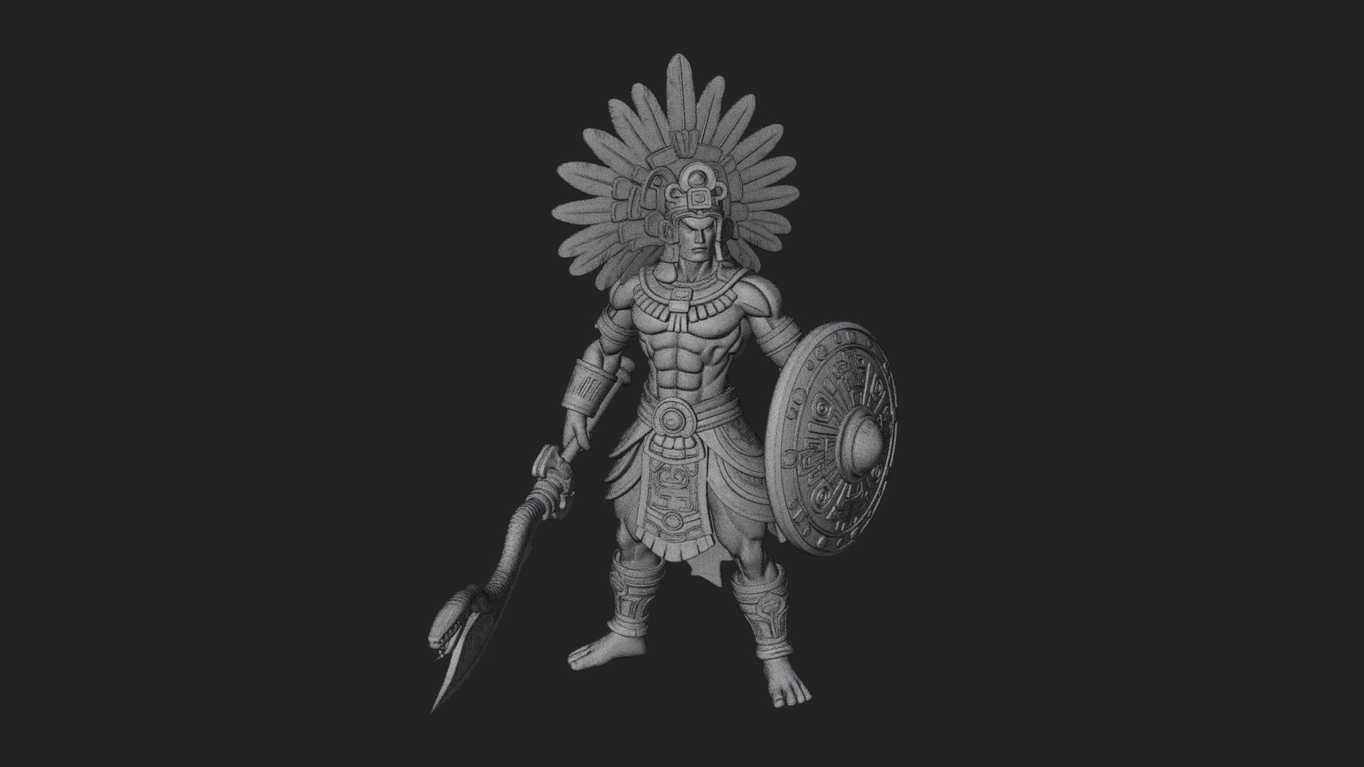 Aztec Feathered Noble Statue Design 9 3D Print Model 3D Model