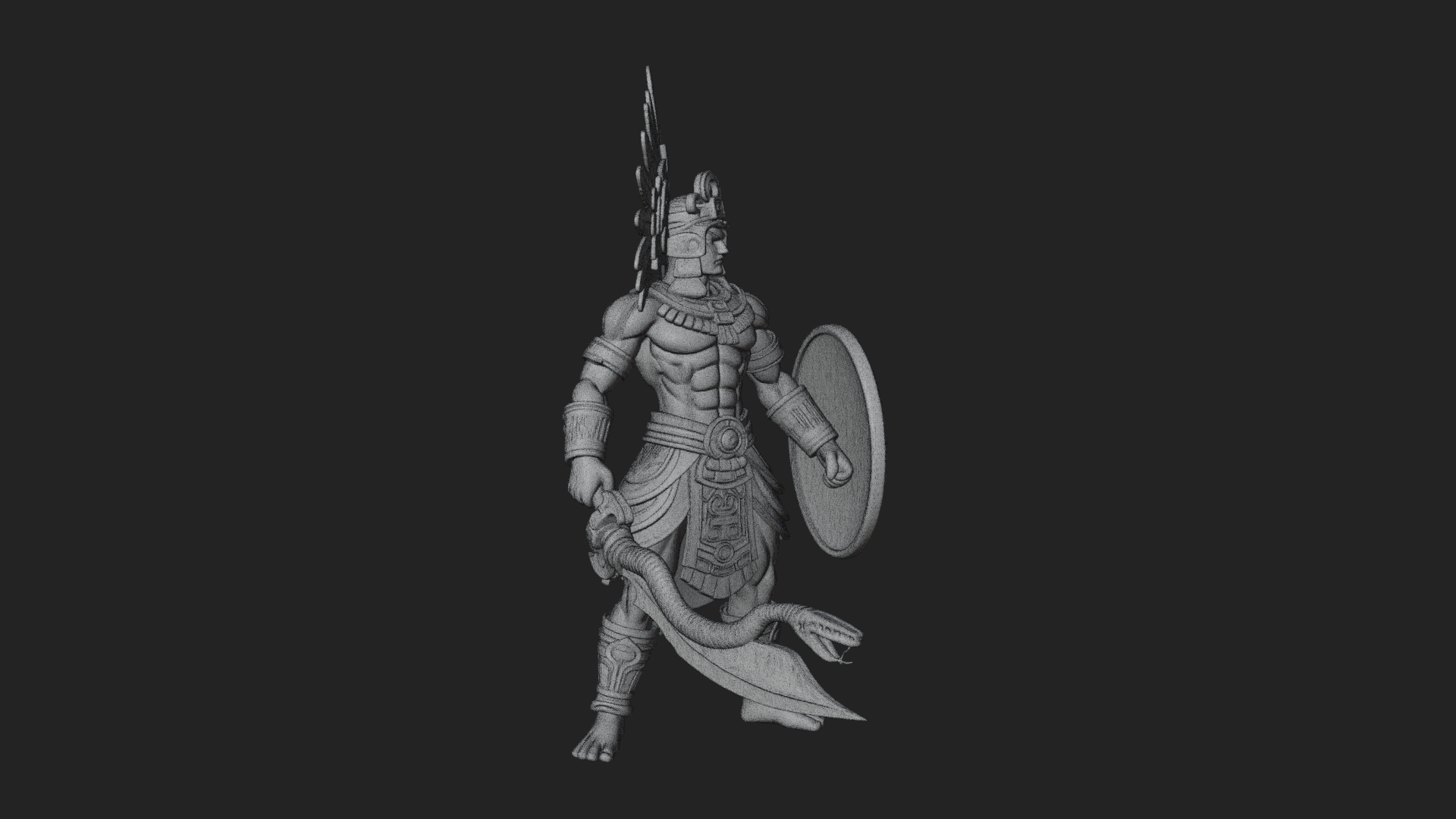 Aztec Feathered Noble Statue Design 9 3D Print Model 3D Model