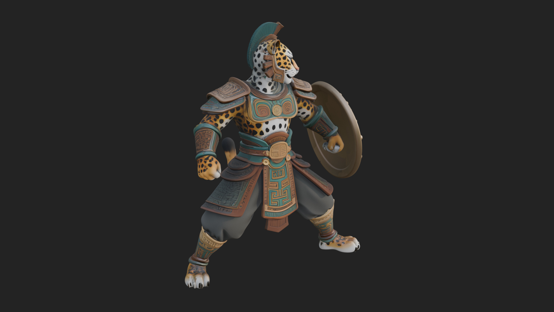 Aztec Jaguar Warrior Statue Design 3 3D Print Model 3D Model