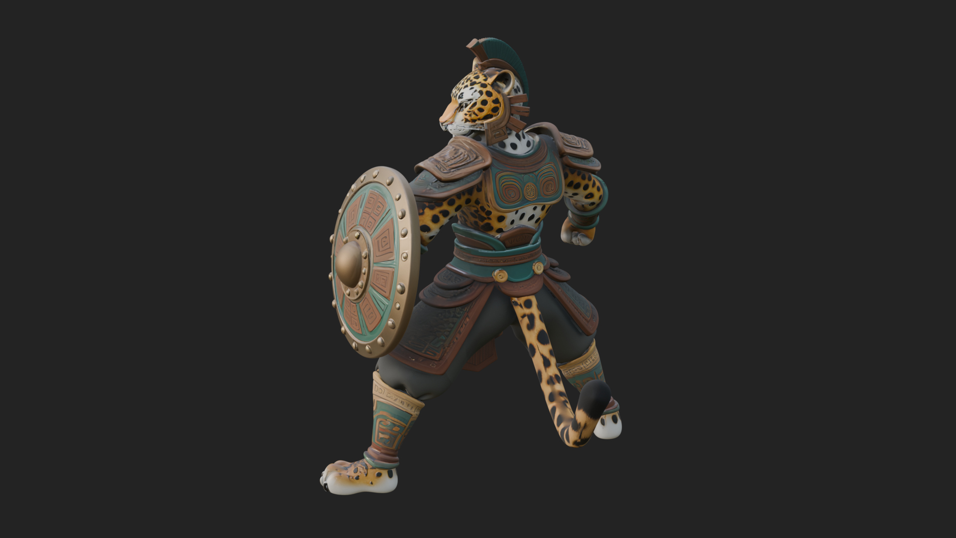 Aztec Jaguar Warrior Statue Design 3 3D Print Model 3D Model